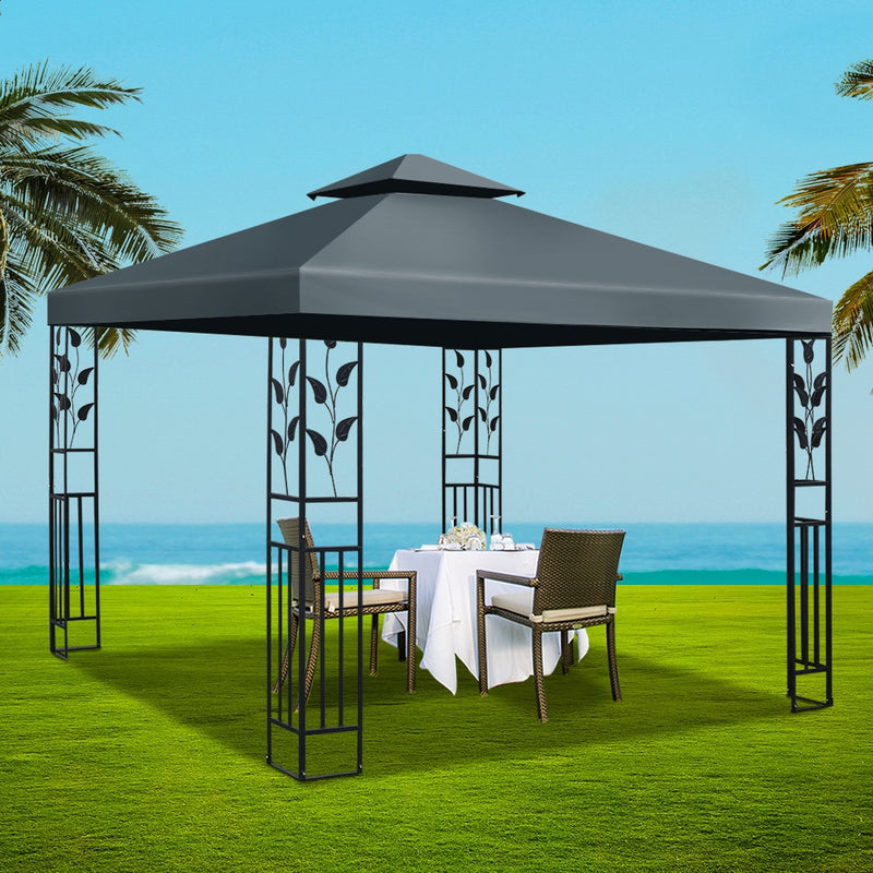 Gazebo 3x3m Party Marquee Outdoor Wedding Event Tent Iron Art Canopy Grey