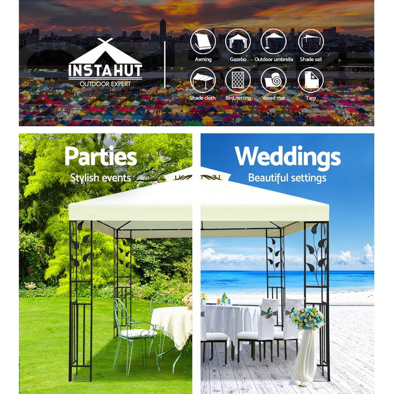 Gazebo 3x3m Marquee Outdoor Party Wedding Gazebos Tent Iron Art