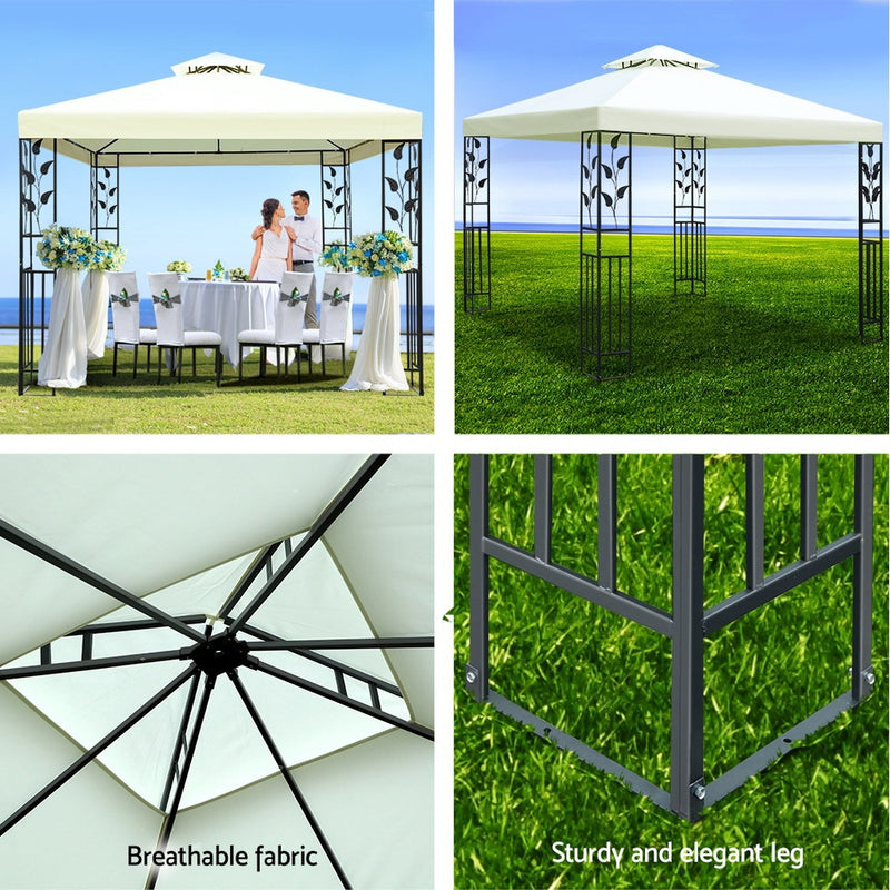 Gazebo 3x3m Marquee Outdoor Party Wedding Gazebos Tent Iron Art