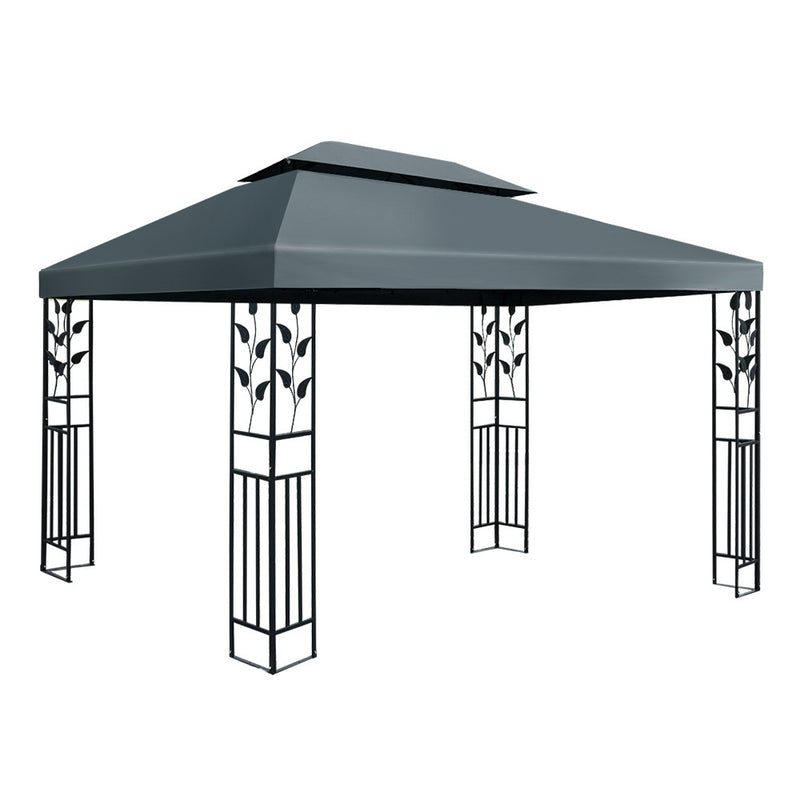 Gazebo 4x3m Party Marquee Outdoor Wedding Event Tent Iron Art Canopy Grey