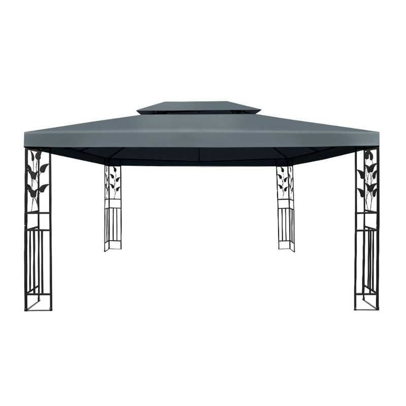 Gazebo 4x3m Party Marquee Outdoor Wedding Event Tent Iron Art Canopy Grey