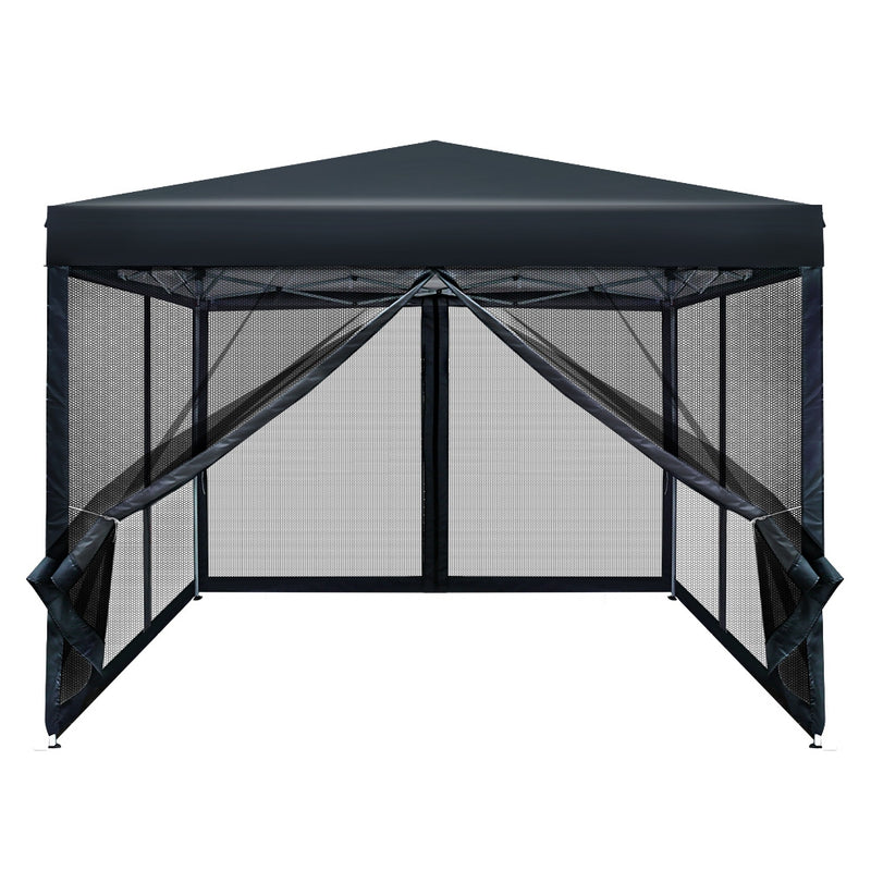 Gazebo Pop Up Marquee 3x3m Wedding Mesh Side Wall Outdoor Gazebos Black