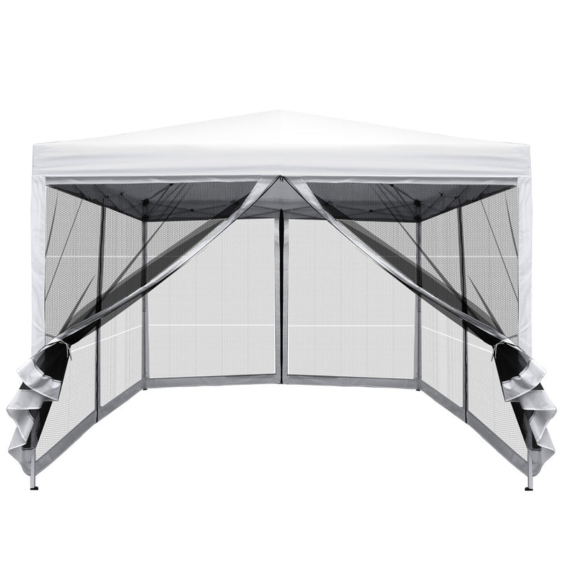 Gazebo Pop Up Marquee 3x3m Wedding Mesh Side Wall Outdoor Gazebos White