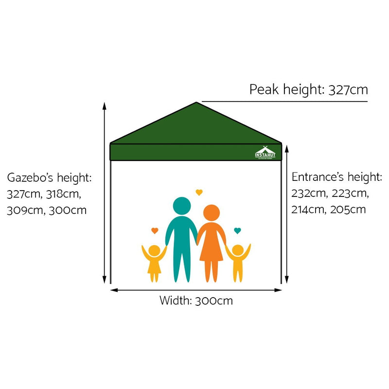 Gazebo Pop Up Marquee 3x3m Outdoor Tent Folding Wedding Gazebos Green