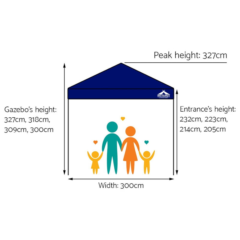 Gazebo Pop Up Marquee 3x3m Outdoor Tent Folding Wedding Gazebos Navy