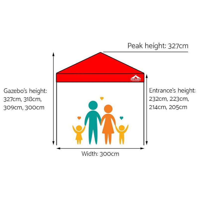 Gazebo Pop Up Marquee 3x3m Outdoor Tent Folding Wedding Gazebos Red