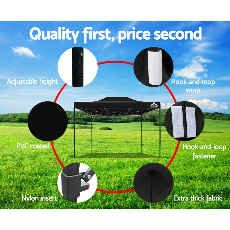 Gazebo Pop Up Marquee 3x4.5m Outdoor Tent Folding Wedding Gazebos Black