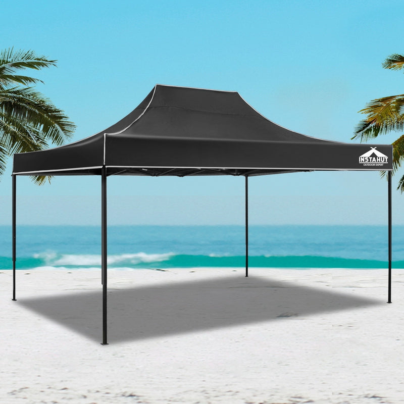 Gazebo Pop Up Marquee 3x4.5m Outdoor Tent Folding Wedding Gazebos Black