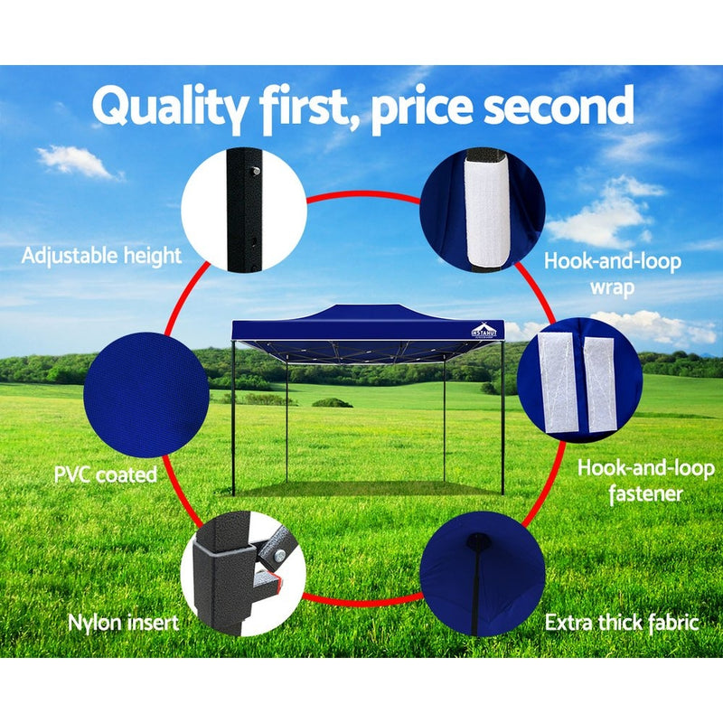 Gazebo Pop Up Marquee 3x4.5m Outdoor Tent Folding Wedding Gazebos Blue