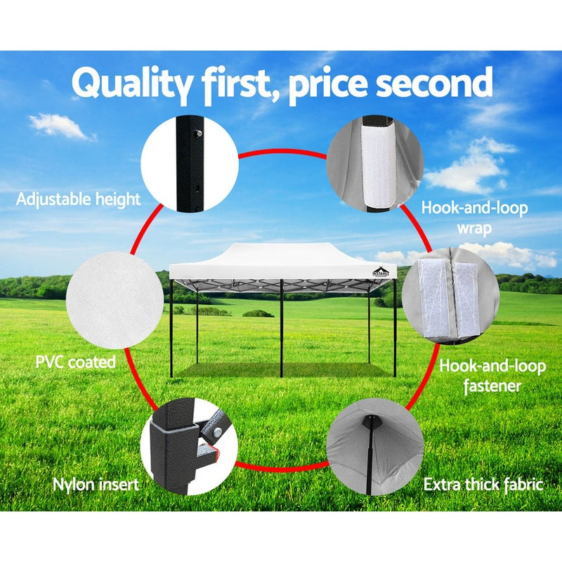 Gazebo Pop Up Marquee 3x6m Outdoor Tent Folding Wedding Gazebos White