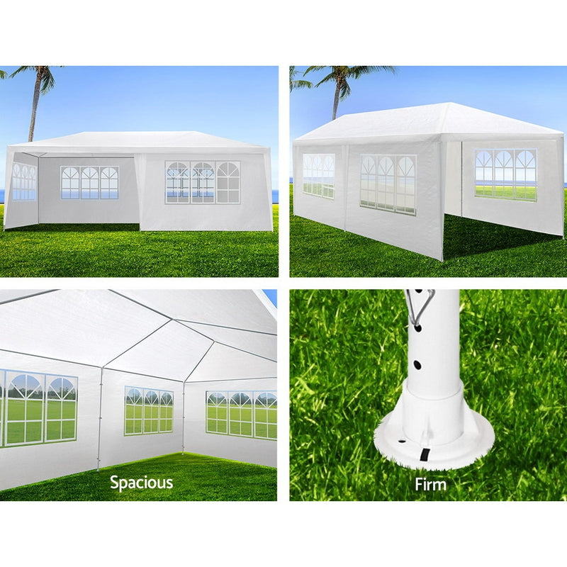 Gazebo 3x6m Outdoor Marquee Side Wall Party Wedding Tent Camping White 4 Panel