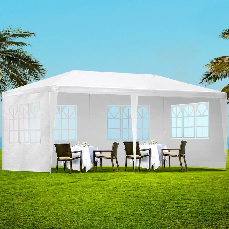 Gazebo 3x6m Outdoor Marquee Side Wall Party Wedding Tent Camping White 4 Panel