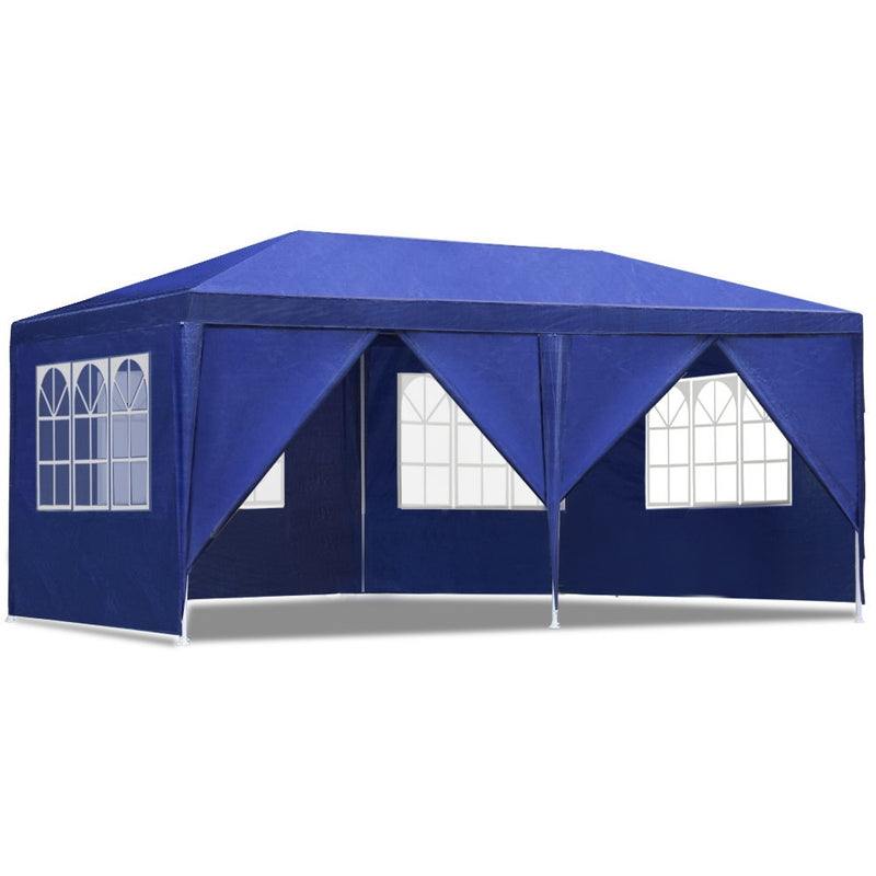 Gazebo 3x6m Outdoor Marquee side Wall Gazebos Tent Canopy Camping Blue 8 Panel