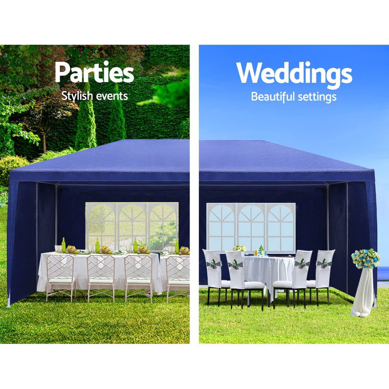 Gazebo 3x6m Outdoor Marquee side Wall Gazebos Tent Canopy Camping Blue 8 Panel