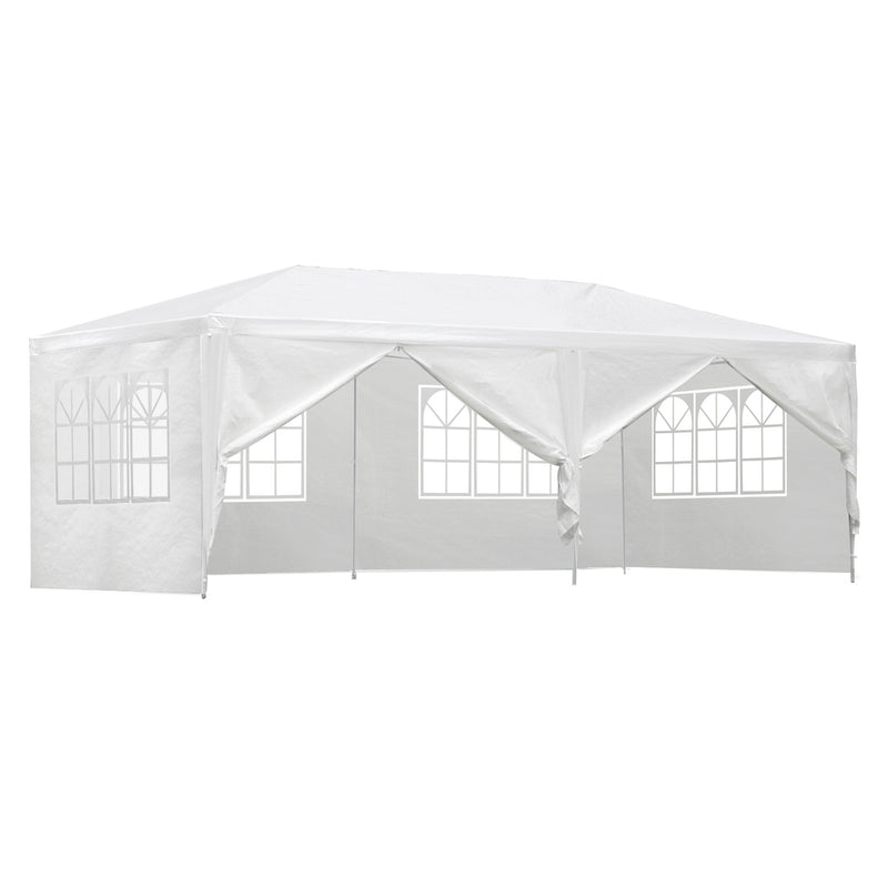 Gazebo 3x6m Outdoor Marquee Side Wall Party Wedding Tent Camping White 6 Panel