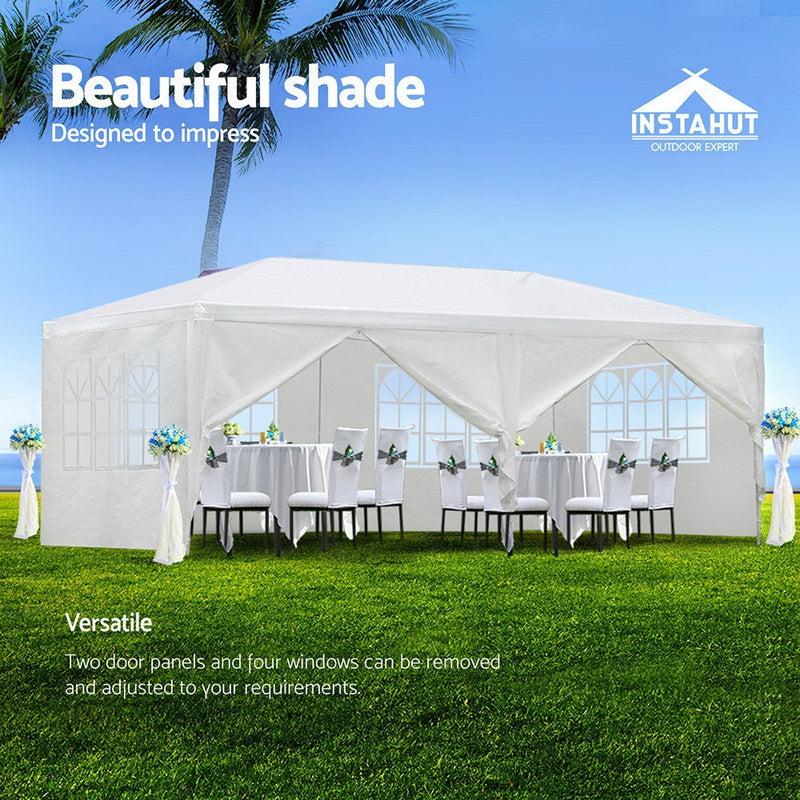 Gazebo 3x6m Outdoor Marquee Side Wall Party Wedding Tent Camping White 6 Panel