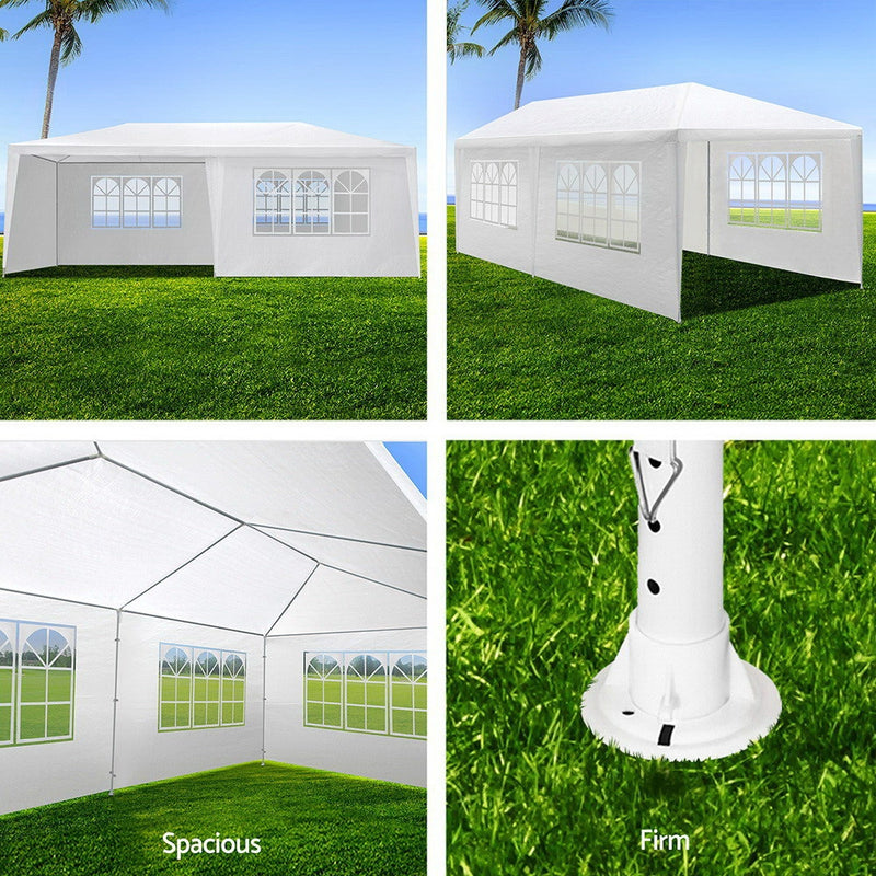 Gazebo 3x6m Outdoor Marquee Side Wall Party Wedding Tent Camping White 6 Panel