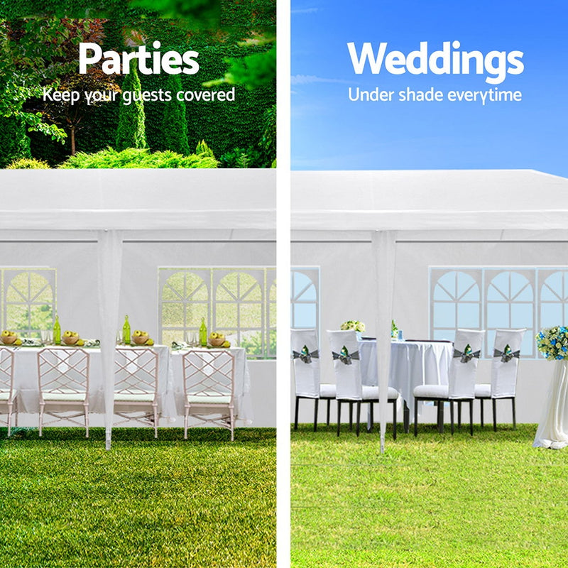 Gazebo 3x9m Outdoor Marquee side Wall Gazebos Tent Canopy Camping White 8 Panel