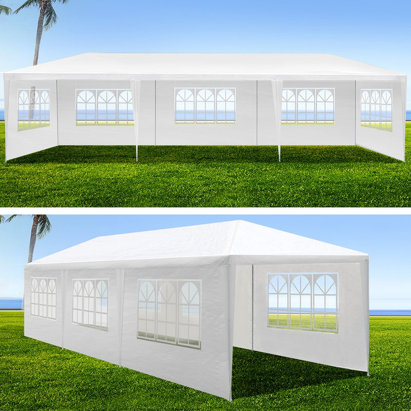 Gazebo 3x9m Outdoor Marquee side Wall Gazebos Tent Canopy Camping White 8 Panel