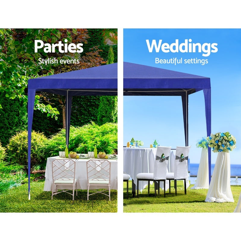 Gazebo 3x3m Tent Marquee Party Wedding Event Canopy Camping Blue