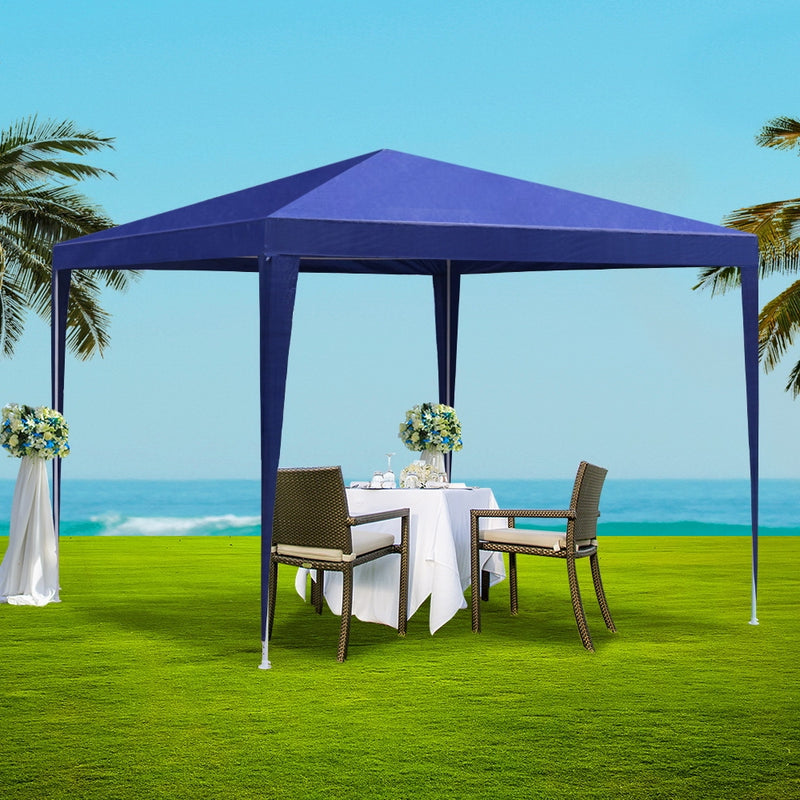 Gazebo 3x3m Tent Marquee Party Wedding Event Canopy Camping Blue