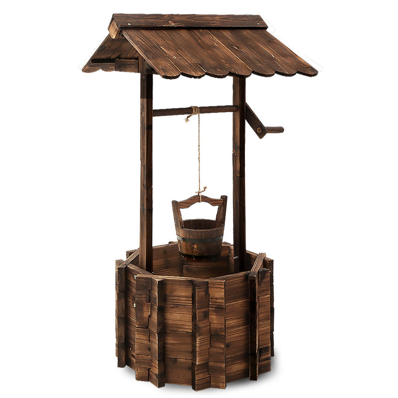 Outdoor Garden Ornaments Wishing Well Planter Bucket Wooden Decor XL