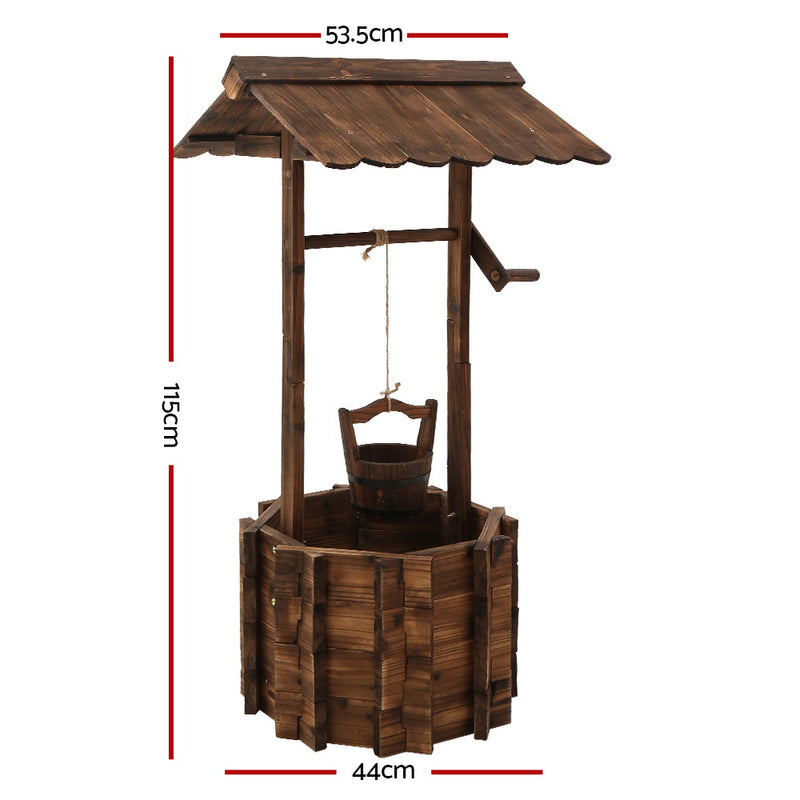 Outdoor Garden Ornaments Wishing Well Planter Bucket Wooden Decor XL