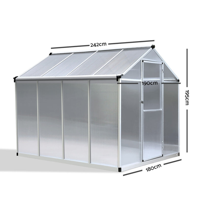 Greenhouse Aluminium Green House Garden Shed Greenhouses 2.42x1.9M