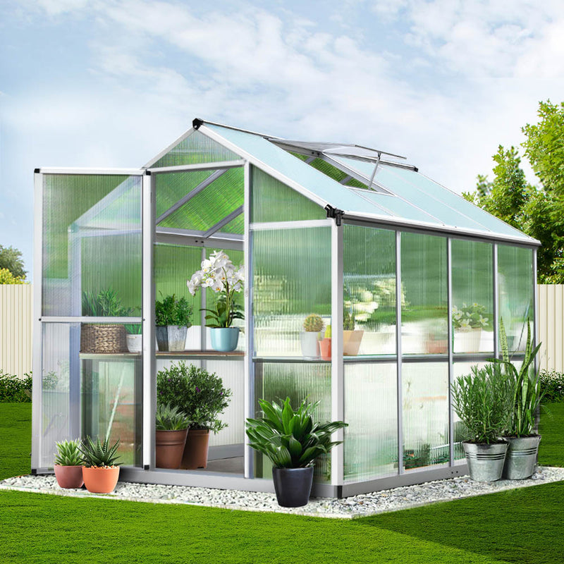 Greenhouse Aluminium Green House Garden Shed Greenhouses 2.42x1.9M