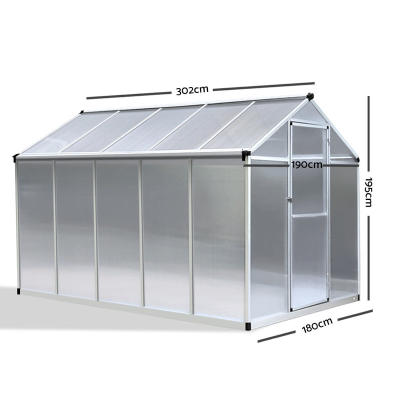 Greenhouse Aluminium Green House Garden Shed Greenhouses 3.02x1.9M