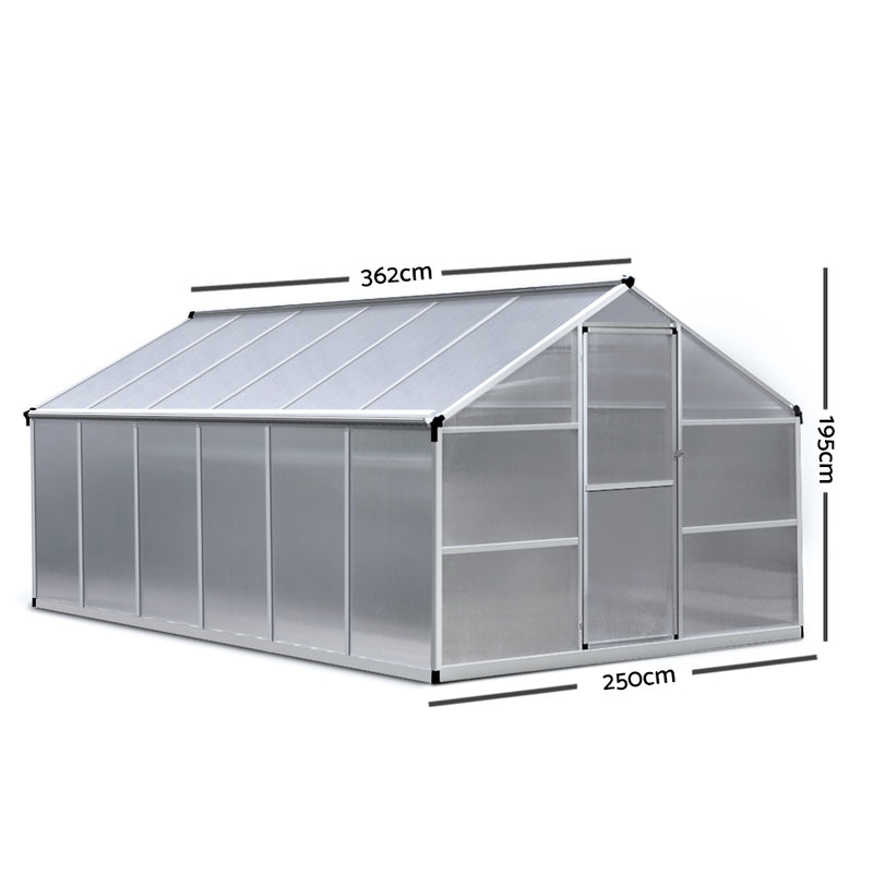 Greenhouse Aluminium Green House Garden Shed Greenhouses 3.62x2.5M