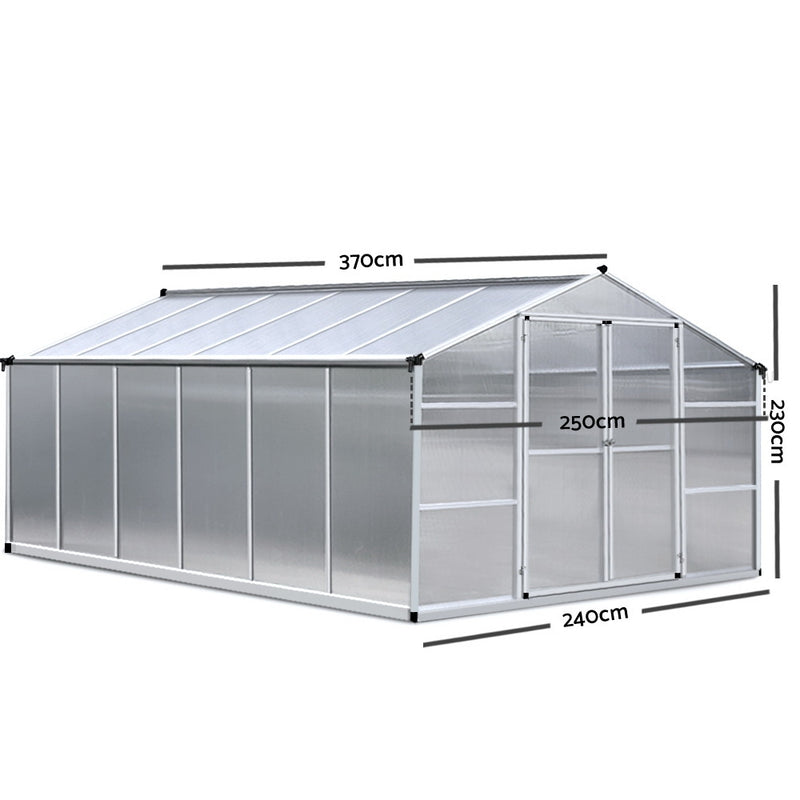 Greenhouse Aluminium Green House Garden Shed Greenhouses 3.7x2.5M