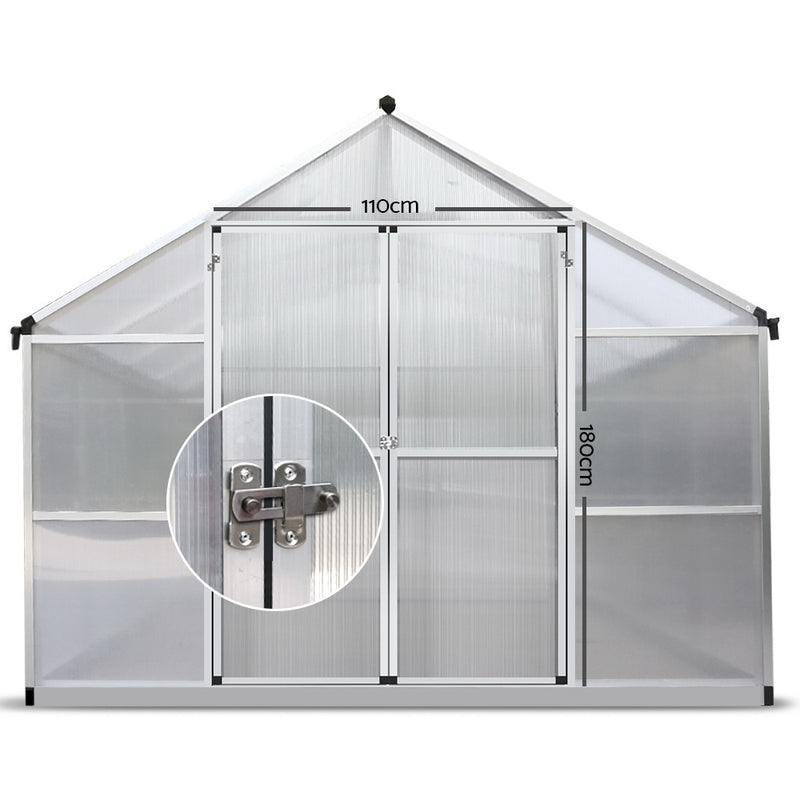 Greenhouse Aluminium Green House Garden Shed Greenhouses 3.7x2.5M