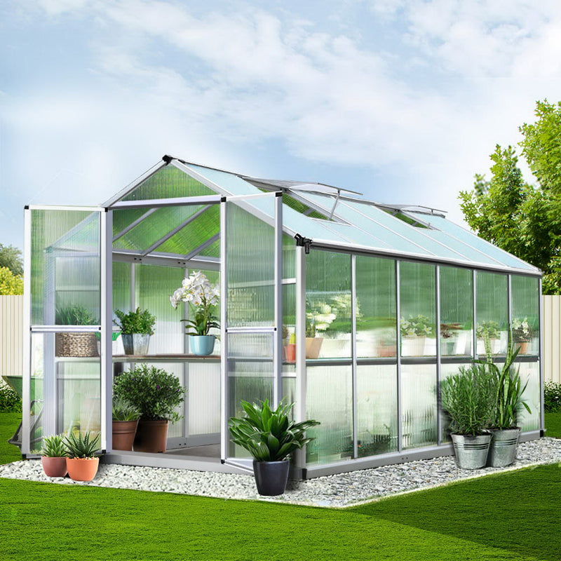 Greenhouse Aluminium Green House Garden Shed Greenhouses 3.7x2.5M