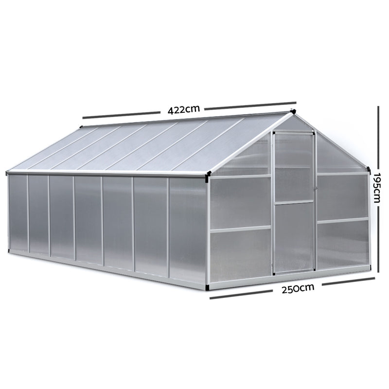 Greenhouse Aluminium Green House Garden Shed Greenhouses 4.22x2.5M