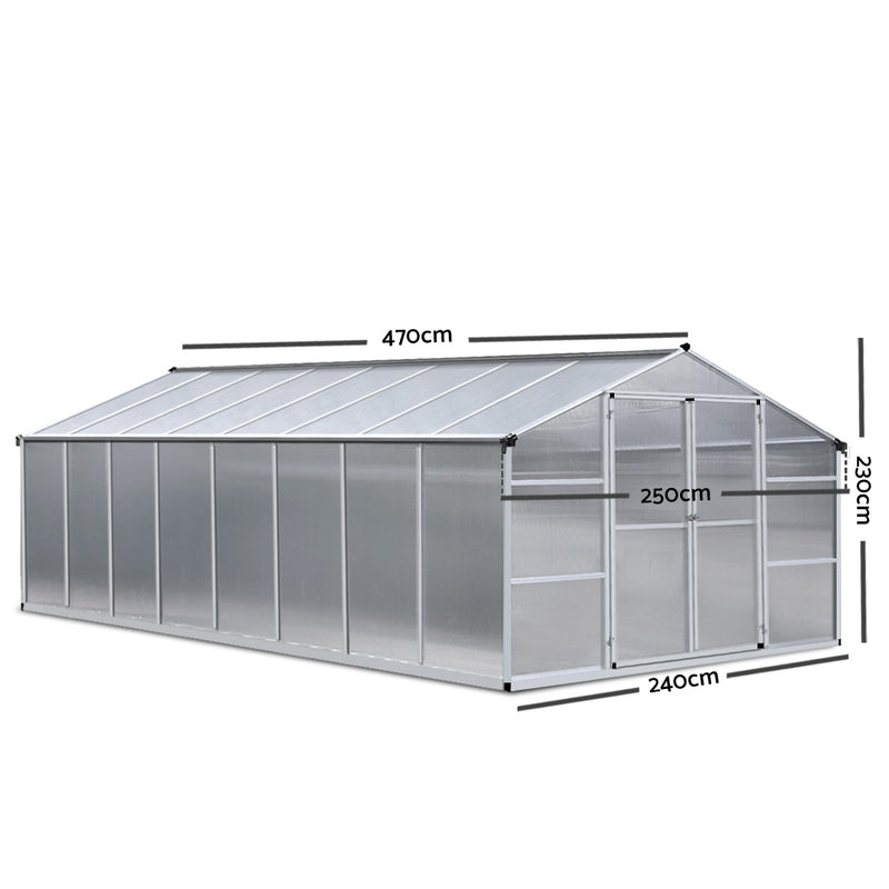 Greenhouse Aluminium Green House Garden Shed Greenhouses 4.7x2.5M