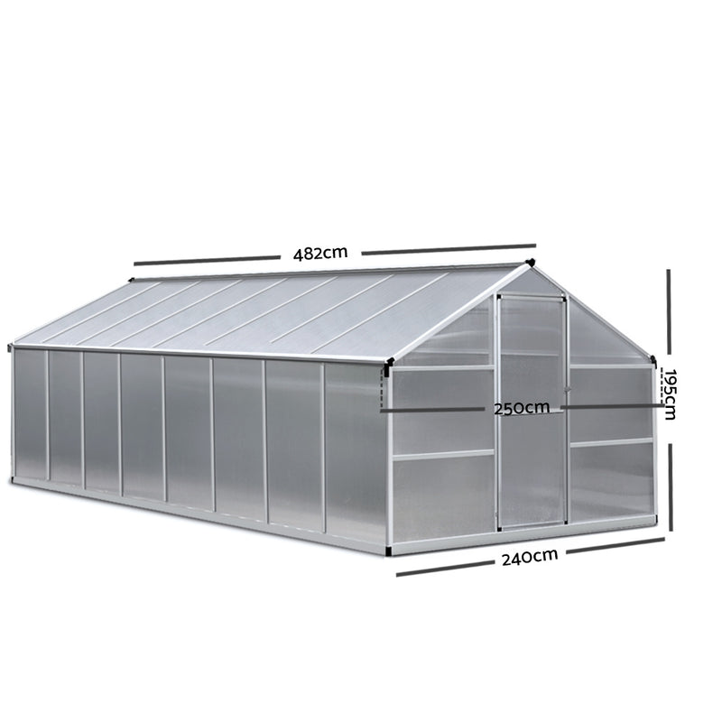 Greenhouse Aluminium Garden Shed Green House Greenhouses 4.82x2.5M