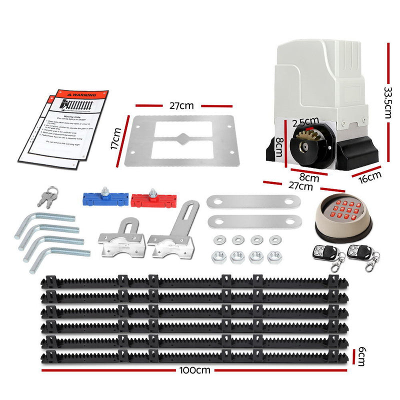 Electric Sliding Gate Opener 1800KG With Keypad Remote 6M Rail