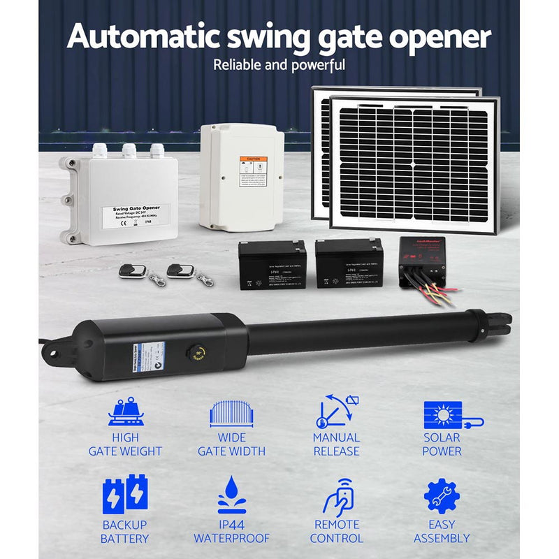 600KG Swing Gate Opener Automatic Electric Solar Power Remote Control