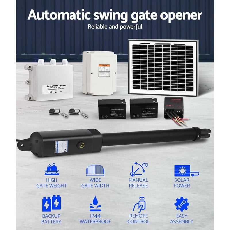 Automatic Full Solar Power Swing Gate Opener Kit 600KG