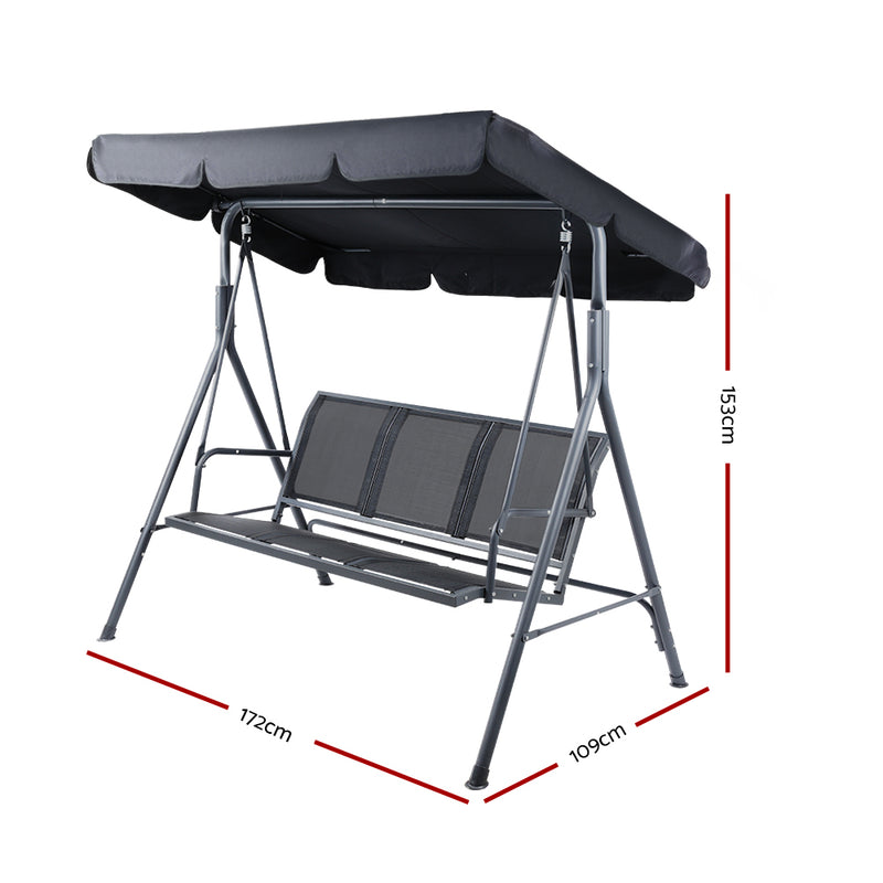 Outdoor 3 Seater Swing Chair With Canopy