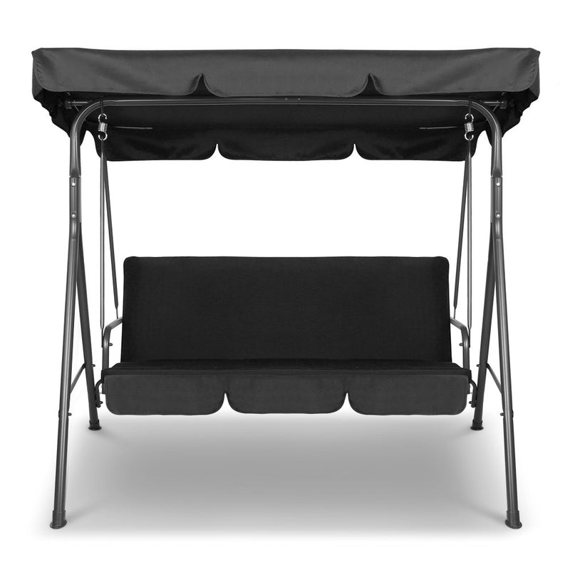 Outdoor Furniture Swing Chair Hammock 3 Seater Bench Seat Canopy Black