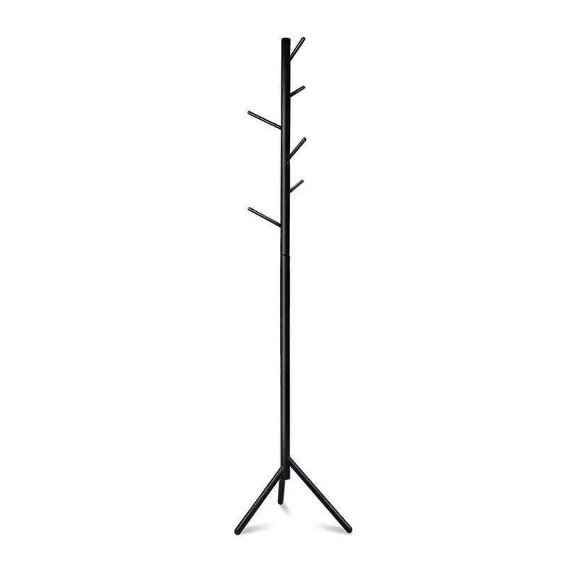 Wooden Clothes Stand with 6 Hooks - Black