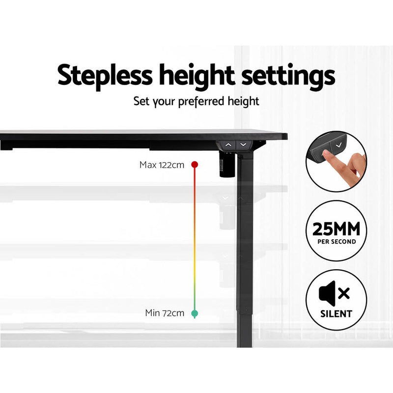 Electric Motorised Height Adjustable Standing Desk - Black Frame with 100cm Black Top