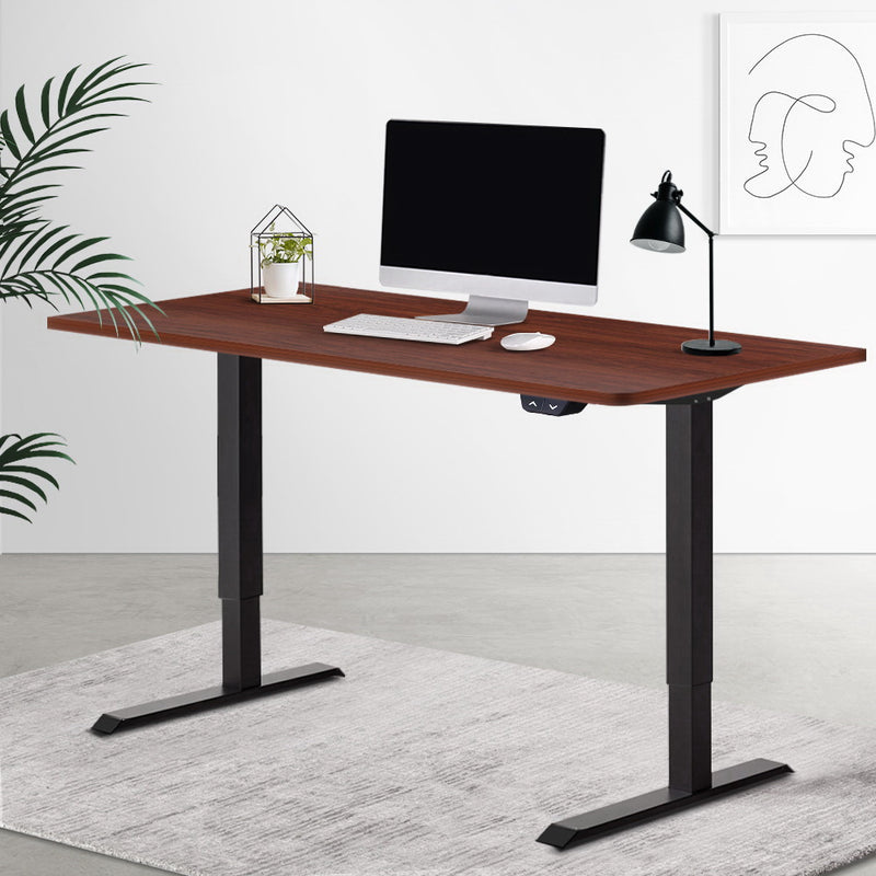 Electric Motorised Height Adjustable Standing Desk - Black Frame with 140cm Walnut Top