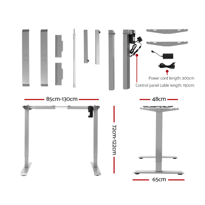 Standing Desk Sit Stand Table Height Adjustable Motorised Frame Riser 140cm Curved Desk Top