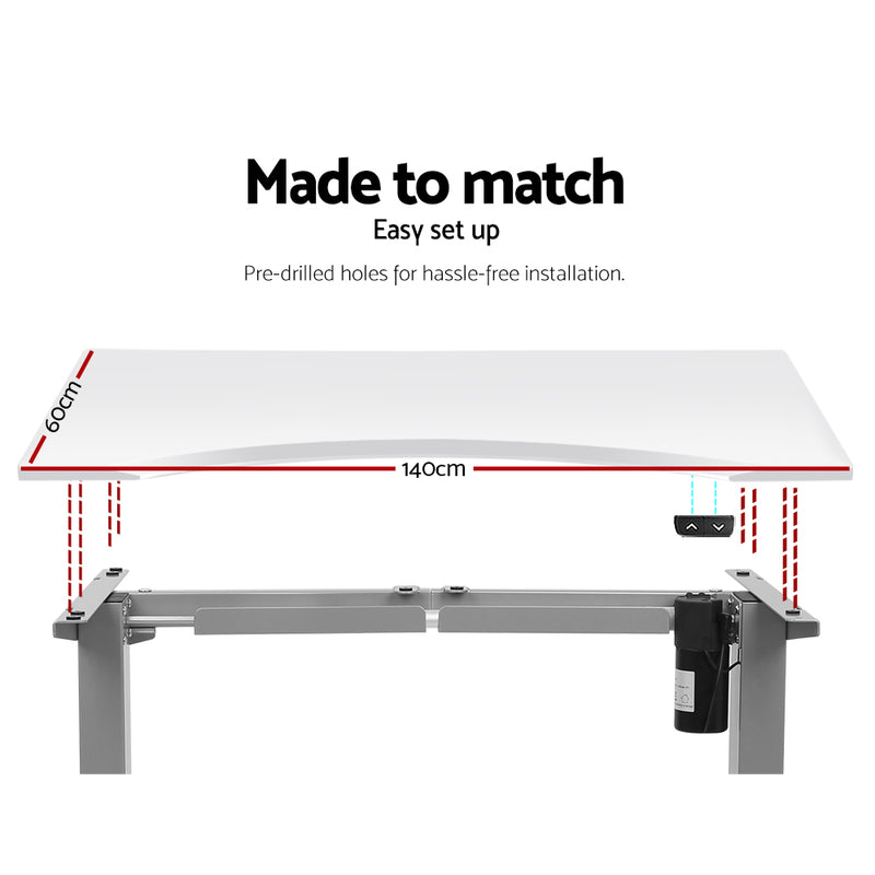 Standing Desk Sit Stand Table Height Adjustable Motorised Frame Riser 140cm Curved Desk Top