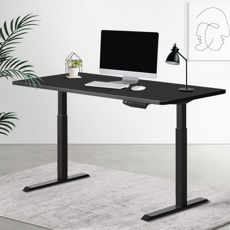 Standing Desk Sit Stand Riser Motorised Electric Computer Laptop Table Height Adjustable Dual Motor Black