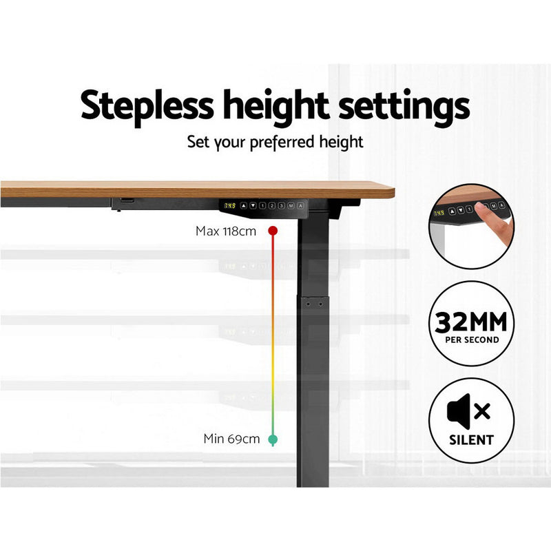 Standing Desk Motorised Sit Stand Table Height Adjustable Laptop Computer Desks Dual Motors 140cm