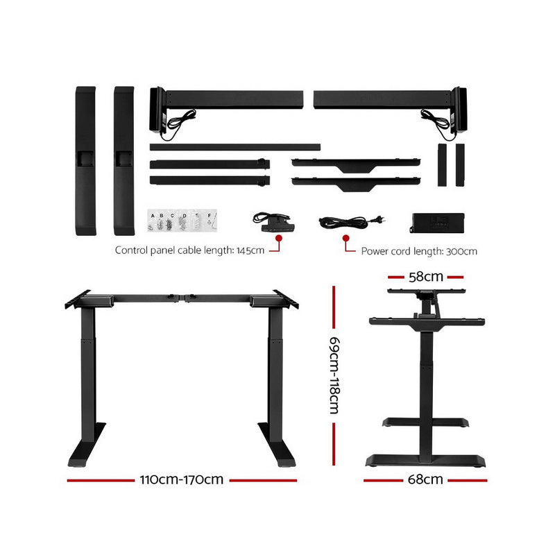 160cm Motorised Electric Height Adjustable Standing Desk Table Dual Motor